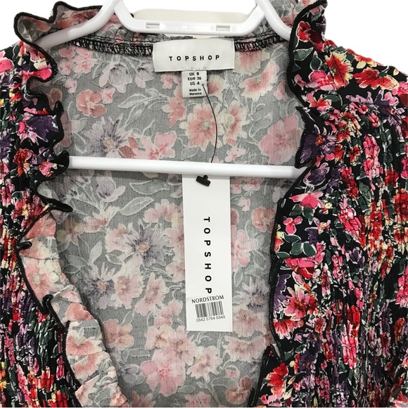 Topshop Floral Front Tie Blouse - Picture 4 of 9